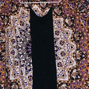 Sparkly dark green spaghetti strapped dress.